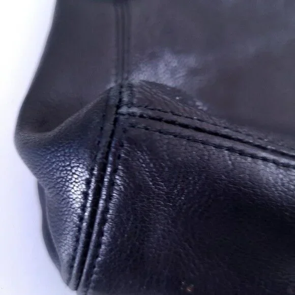 Elie Tahari Black Leather Shoulder Bag Braided Handle - Picture 10 of 11